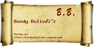 Bondy Bolivár névjegykártya